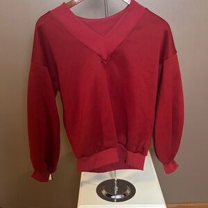 SHEIN Bold Red V-Neck Sweater